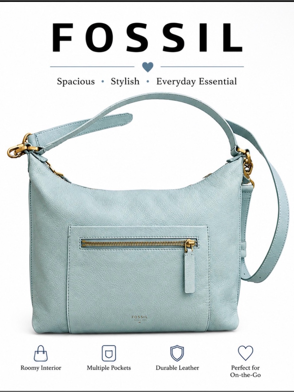 Fossil Slate Blue Shoulder Bag Vintage